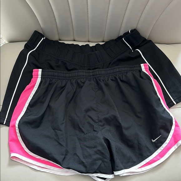 Lot 2 shorts - Nike Women's Black and Pink Shorts and Champion All Black shorts - Picture 1 of 2